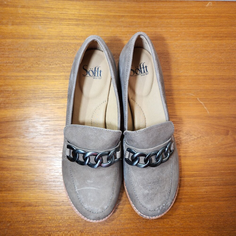 Sofft Leather Loafers Patent Pending Gray Women (8.5)